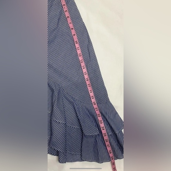 A New Day Skirt  Blue White Stripe Asymmetrical Ruffle Cotton High Waist… - Picture 5 of 11